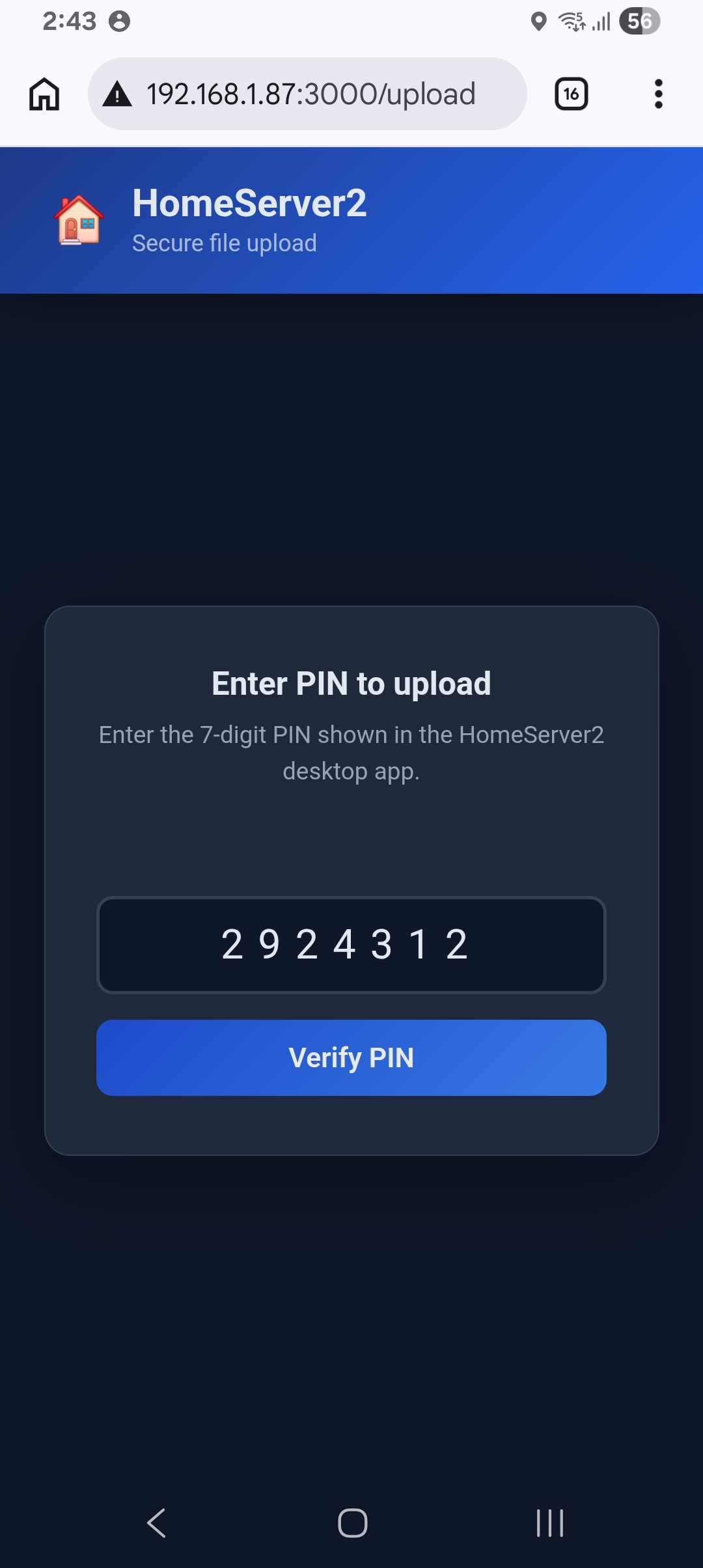 Enter PIN on device
